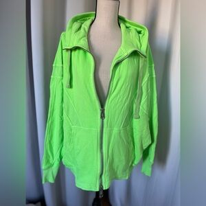 FP movement all your love neon green zip up hoodie XS